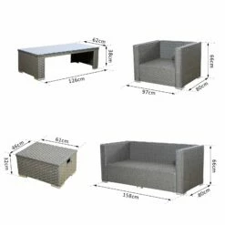 Outsunny 6PC Garden Rattan Sofa Set Bonzer Outdoor Furniture Patio Table Loveseat Stool Lounging Ottoman Aluminium Frame Wicker Weave Conservatory Grey -OUTSUNNY Shop UYAa1217eecc29421 d2701c1e 4b8d 467b 8431 68db163e10a8