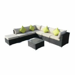 Outsunny Rattan Sofa Set 8 Piece - Black