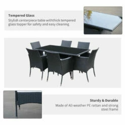 Outsunny Rattan Garden Furniture Dining Set 7 Piece - Black -OUTSUNNY Shop Untitleddesign 2 5e265d91 7969 40a5 ae1f b04d341952c5