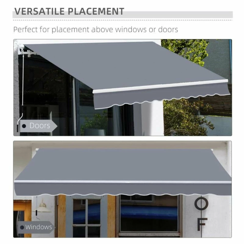 Outsunny Garden Sun Shade Canopy Retractable Awning 4 X 3m - Grey 4 Outsunny Garden Sun Shade Canopy Retractable Awning 4 X 3m - Grey - Image 2