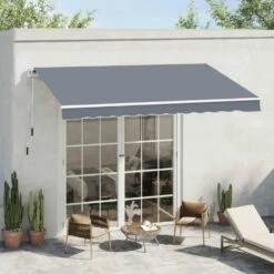 Outsunny Garden Sun Shade Canopy Retractable Awning 4 X 3m - Grey