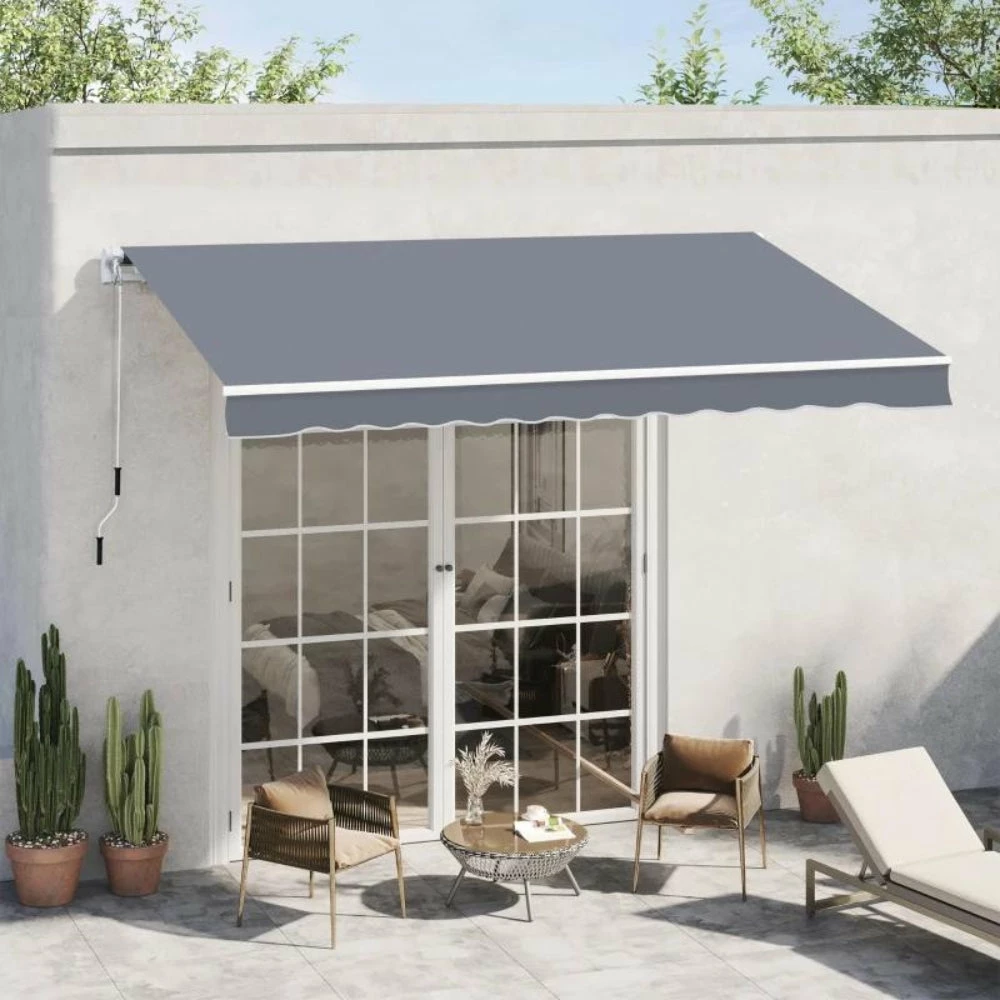 Outsunny Garden Sun Shade Canopy Retractable Awning 4 X 3m - Grey 3 Outsunny Garden Sun Shade Canopy Retractable Awning 4 X 3m - Grey