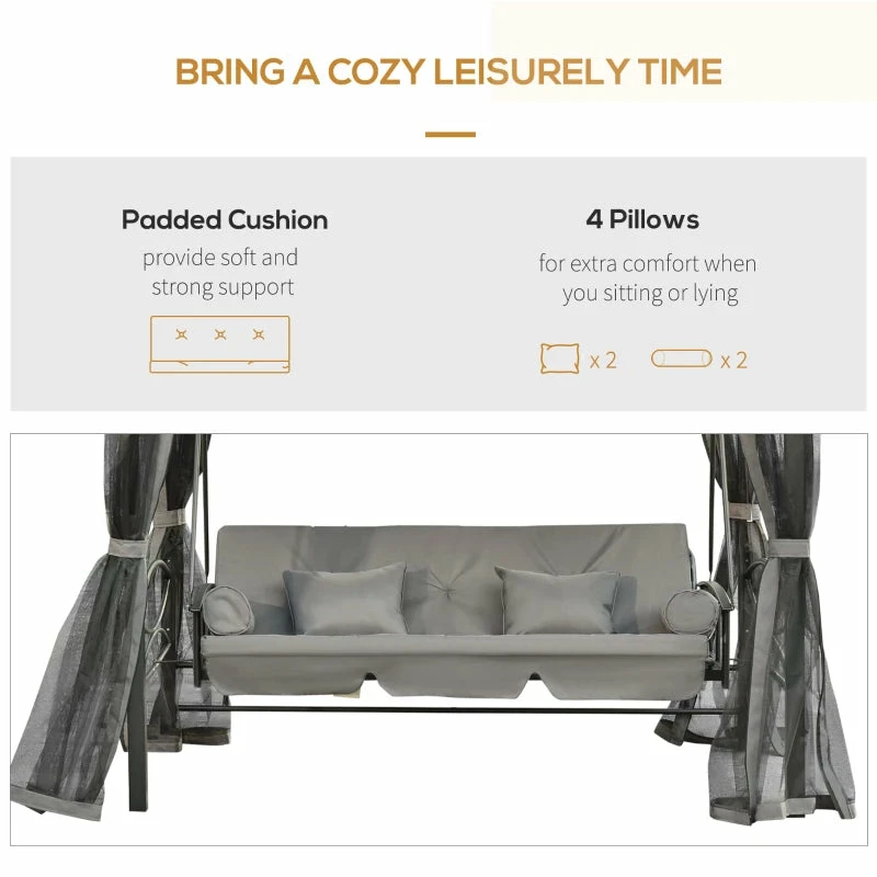 Outsunny Gazebo Swing Seat - Grey 10 Outsunny Gazebo Swing Seat - Grey - Image 8