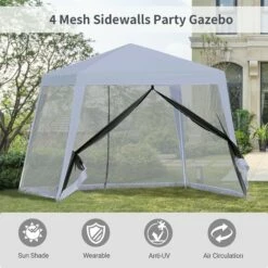 Outsunny 3 X 3 Meter Outdoor Gazebo Garden Canopy Tent Sun Shade Event Shelter With Mesh Screen Side Walls, Grey -OUTSUNNY Shop Vo4a2a17dc2415e89 2e07405b bad3 4f3b 81ba 5fc75984d4cf