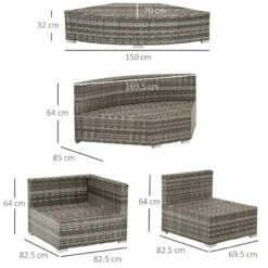 Outsunny Outdoor Rattan Corner Sofa Set 6 Piece - Grey -OUTSUNNY Shop W1Bb0717dc2d3d3f6 jpg