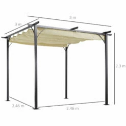 Outsunny Outdoor Metal Pergola With Retractable Awning Canopy 3x3m - Beige -OUTSUNNY Shop WGqa1218379073ae7 jpg
