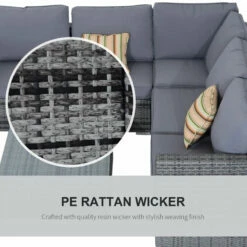 Outsunny Rattan Corner Sofa Set With Coffee Table - Grey -OUTSUNNY Shop Wj275617eecc28b10 jpg