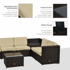 Outsunny Rattan Corner Sofa Set With Table - Brown -OUTSUNNY Shop Wtc88c17fe8384473 jpg