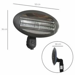 Outsunny Wall Mount Electric Infrared Patio Heater 220V-240V Black -OUTSUNNY Shop WvYa1217edc657c65