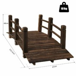 Outsunny 1.5M Wooden Garden Bridge Lawn Décor Stained Finish Arc Outdoor Pond Walkway W/ Railings Water Yard Decoration -OUTSUNNY Shop X1Xad817dc2415c5f 8fada657 3f77 4636 aa20 d1f2bf974145