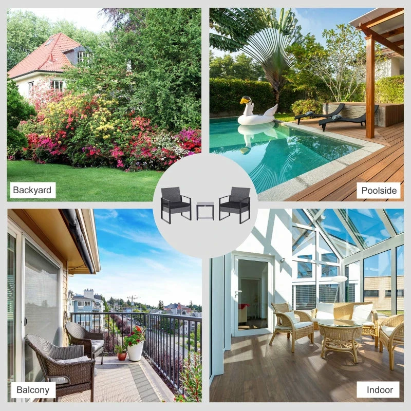 Outsunny Rattan Bistro Set - Grey 9 Outsunny Rattan Bistro Set - Grey - Image 7