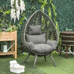 Outsunny Wicker Rattan Egg Chair With 4 Legs Grey -OUTSUNNY Shop XI290f17eecc29b03 jpg