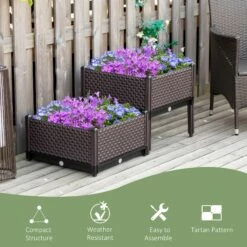 Outsunny 2-Piece Raised Garden Bed Planter Box Brown -OUTSUNNY Shop XIIb1017edc659cf3 a191c84c 25fa 44db b539 e2cd061354ab