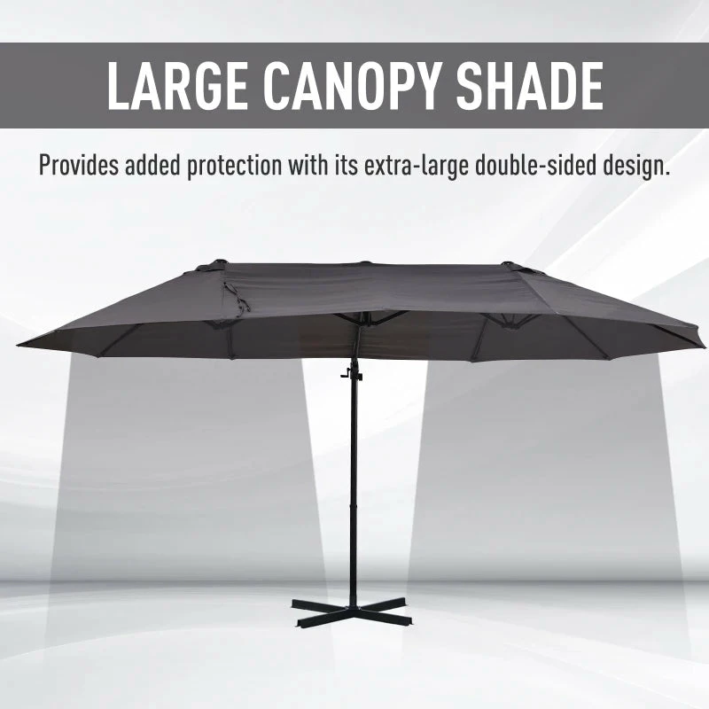 Outsunny Double Parasol 4.6m - Grey 7 Outsunny Double Parasol 4.6m - Grey - Image 5