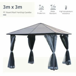 Outsunny Hardtop Gazebo With Aluminium Frame And Curtains 3 X 4m - Grey -OUTSUNNY Shop Xa416817e906a854d jpg