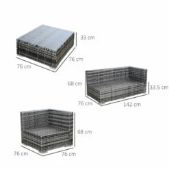 Outsunny Rattan Corner Sofa Set With Coffee Table - Grey -OUTSUNNY Shop YBra1217eecc28b10 jpg