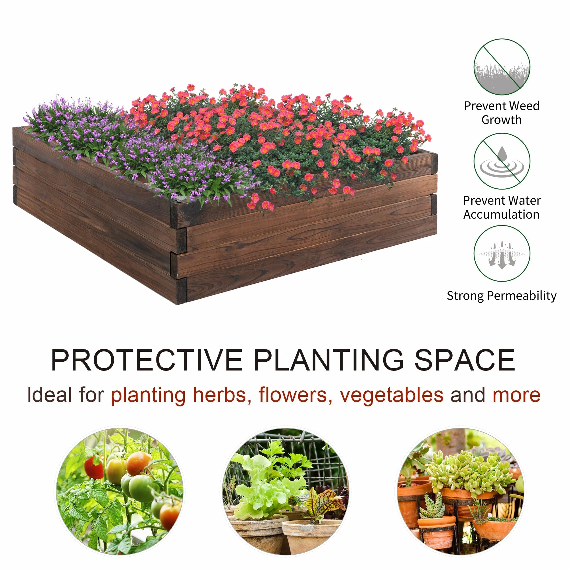 Outsunny Wooden Raised Garden Bed Planter 80 X 80cm 6 Outsunny Wooden Raised Garden Bed Planter 80 X 80cm - Image 4