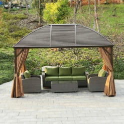 Outsunny Hardtop Gazebo With Curtains 3 X 4m - Brown 20 Outsunny Hardtop Gazebo With Curtains 3 X 4m - Brown -OUTSUNNY Shop YhQ53e1893f17a563 jpg