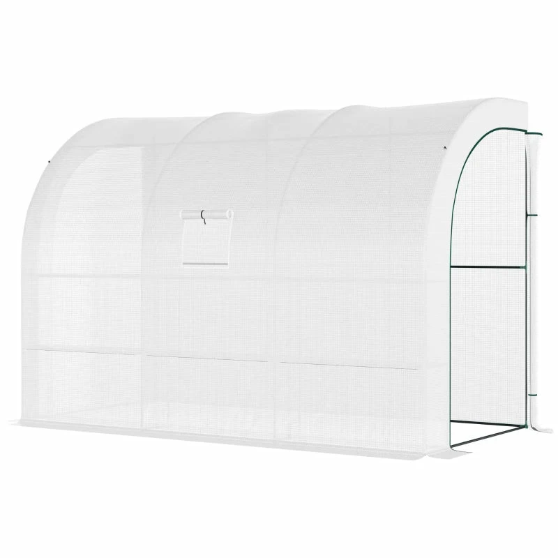 Outsunny Lean To Greenhouse 300 X 150 X 213 Cm - White 13 Outsunny Lean To Greenhouse 300 X 150 X 213 Cm - White - Image 11
