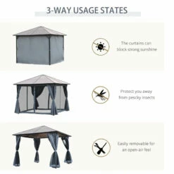 Outsunny Hardtop Gazebo With Aluminium Frame And Curtains 3 X 4m - Grey -OUTSUNNY Shop ZUf7a717e906a854d jpg