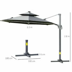 Outsunny Cantilever Banana Parasol With Solar Lights 3m - Dark Grey -OUTSUNNY Shop Zh0a121813d1402d2 jpg