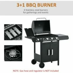 Outsunny Gas Burner Barbecue Grill 3+1 Burner Garden BBQ Trolley W/ Side Burner Warming Rack Side Shelves Storage Cabinet Piezo Ignition Thermometer 110x50x100cm 15 Outsunny Gas Burner Barbecue Grill 3+1 Burner Garden BBQ Trolley W/ Side Burner Warming Rack Side Shelves Storage Cabinet Piezo Ignition Thermometer 110x50x100cm -OUTSUNNY Shop aOD27917dc22f05e5 c4d9a240 5d1b 40cb 9991 09393c88dcd1