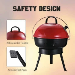 Outsunny Compact Portable Charcoal BBQ Grill - Red -OUTSUNNY Shop aUO88c18123a4d94f jpg