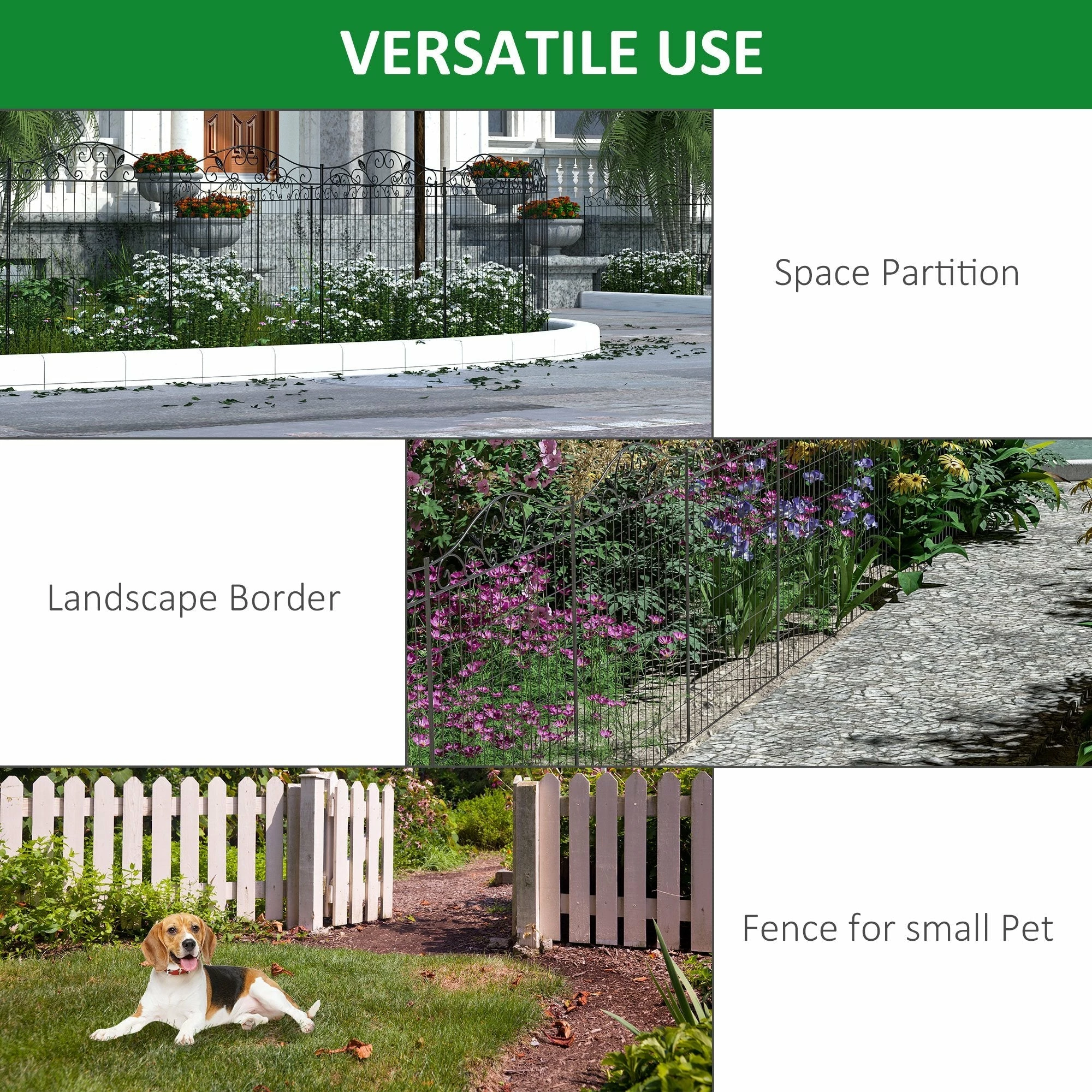 Outsunny Garden Decorative Fence Panels 44in X 12ft 8 Outsunny Garden Decorative Fence Panels 44in X 12ft - Image 6