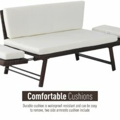 Outsunny 2 In 1 Rattan Folding Daybed Sofa Bench Bench With Cushion Outdoor - Brown -OUTSUNNY Shop b5Za0917eecc29e3f 3ae73a05 eb82 4a20 91f2 3f166aaff2e2