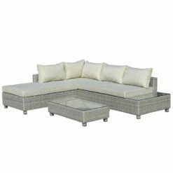 Outsunny Rattan Corner Sofa Set With Coffee Table 3 Piece 2m - Grey -OUTSUNNY Shop b7Idaa18106239f93 jpg