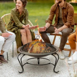 Outsunny Steel Fire Pit, Φ 56x45H Cm (Lid Included)-Black -OUTSUNNY Shop bDf6ff1816519a3d7 jpg