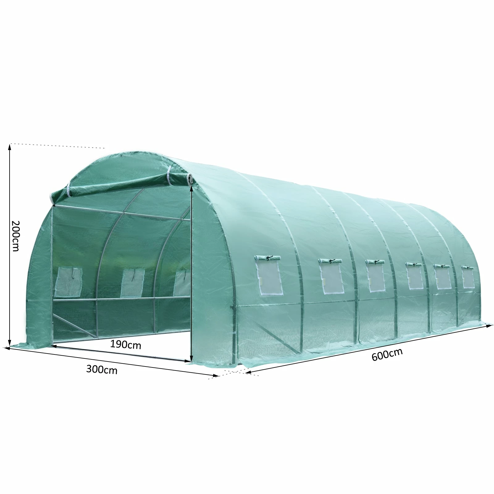 Outsunny Galvanised Steel Walk-in Greenhouse 6 X 3M Green 5 Outsunny Galvanised Steel Walk-in Greenhouse 6 X 3M Green - Image 3