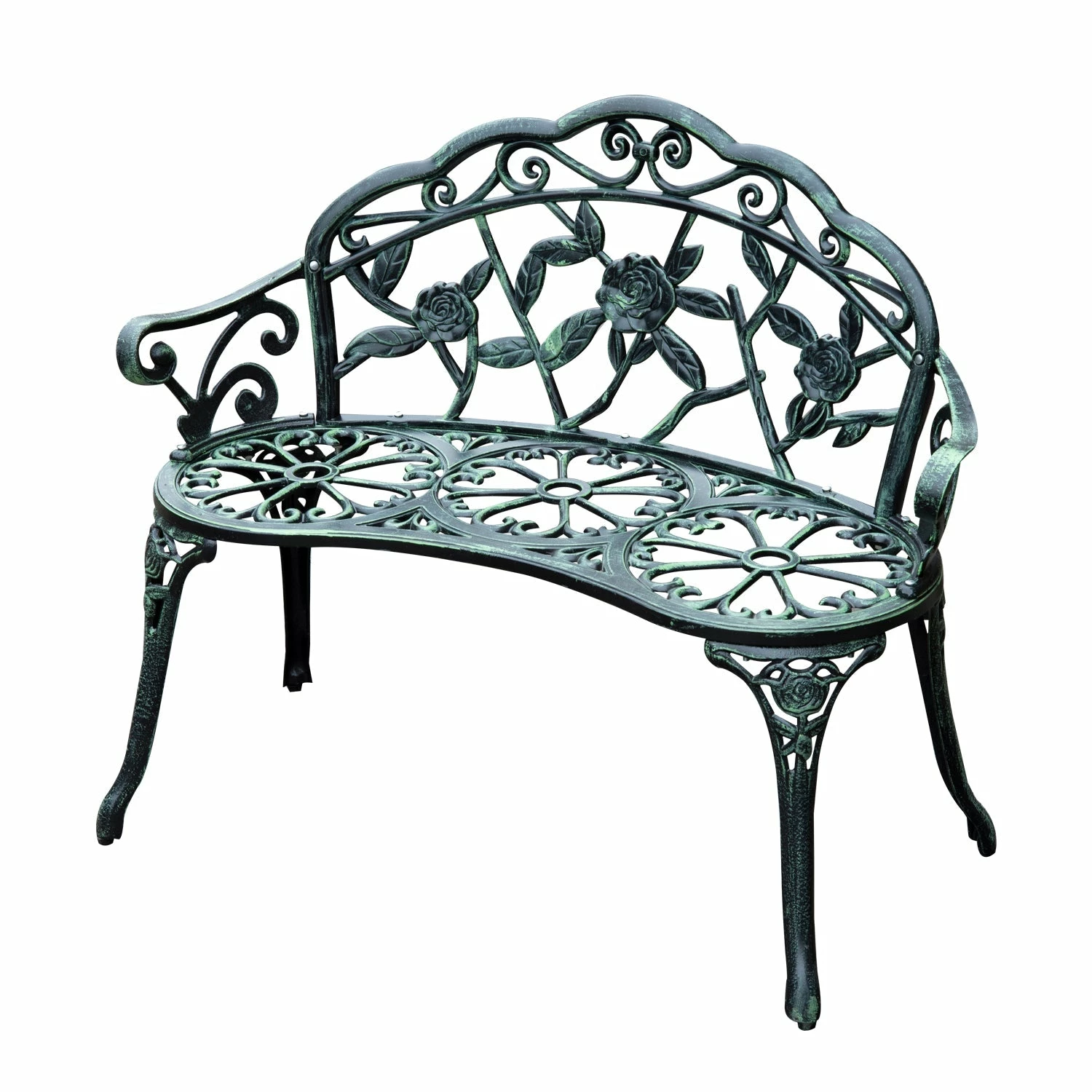 Outsunny Antique Style Garden Bench - Green 5 Outsunny Antique Style Garden Bench - Green - Image 3