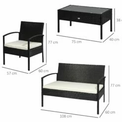 Outsunny 4 Pieces Outdoor PE Rattan Corner Sofa With Cushions - Black -OUTSUNNY Shop bSB0cd17dc140fcbd