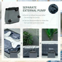 Outsunny Inflatable Hot Tub Spa Round With Cover For 4 People 180cm - Dark Blue -OUTSUNNY Shop bZz3d618041c96467 jpg