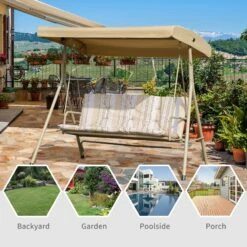 Outsunny 3 Seater Swing Bench -OUTSUNNY Shop c0379717dc3540639