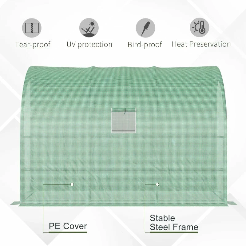 Outsunny Lean To Greenhouse 300L X 150W X 215Hcm - Green 8 Outsunny Lean To Greenhouse 300L X 150W X 215Hcm - Green - Image 6