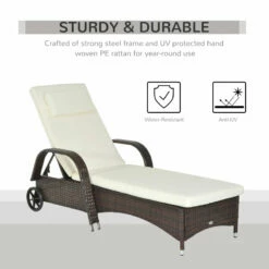 Outsunny Rattan Sun Lounger - Brown -OUTSUNNY Shop cLya09180ae19d075 jpg