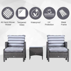 Outsunny Outdoor Rattan 2 Seater With Footstools - Dark Grey -OUTSUNNY Shop cTca0917eecc299ca jpg