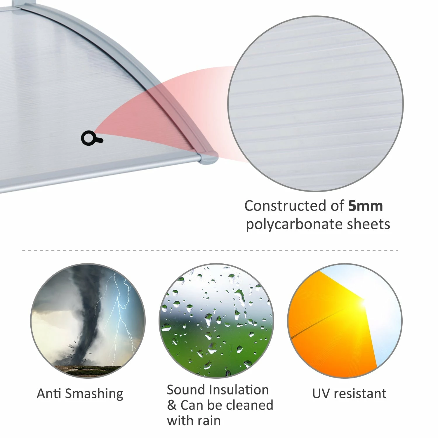 OUTSUNNY Door Awning 4 OUTSUNNY Door Awning - Image 2