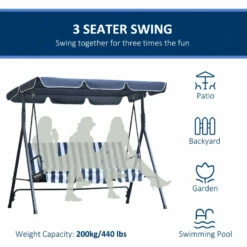 Outsunny Swing Seat 3 Seater - Blue -OUTSUNNY Shop d3h7561859f793a9d jpg