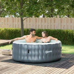 Outsunny Round Hot Tub 4 Person, Light Grey -OUTSUNNY Shop d5o6ff18041c96579 jpg