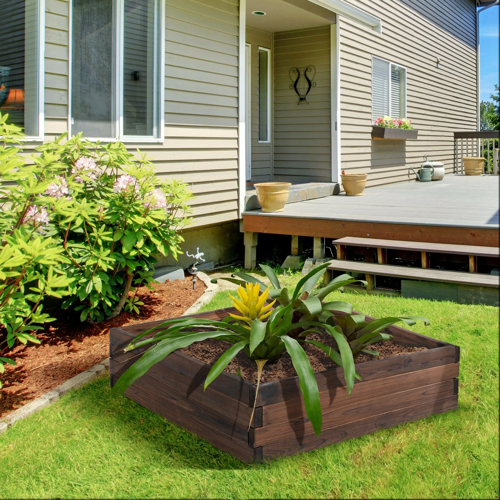 Outsunny Wooden Raised Garden Bed Planter 80 X 80cm 4 Outsunny Wooden Raised Garden Bed Planter 80 X 80cm - Image 2