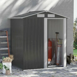 Outsunny Metal Storage Shed With Sliding Door 5ft X 4.3ft - Grey -OUTSUNNY Shop doV90f18025dd5172 jpg