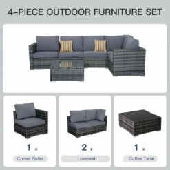Outsunny Rattan Corner Sofa Set With Coffee Table - Grey -OUTSUNNY Shop dyPa0917eecc28b10 jpg