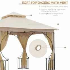 Outsunny 3 X 3(m) Garden Gazebo Patio Party Tent Shelter Outdoor Canopy Double Tier Sun Shade Metal Frame Netting Beigee -OUTSUNNY Shop e2A38417e9069af61 dc8e3c70 27b9 4404 bd59 9c2befedade2