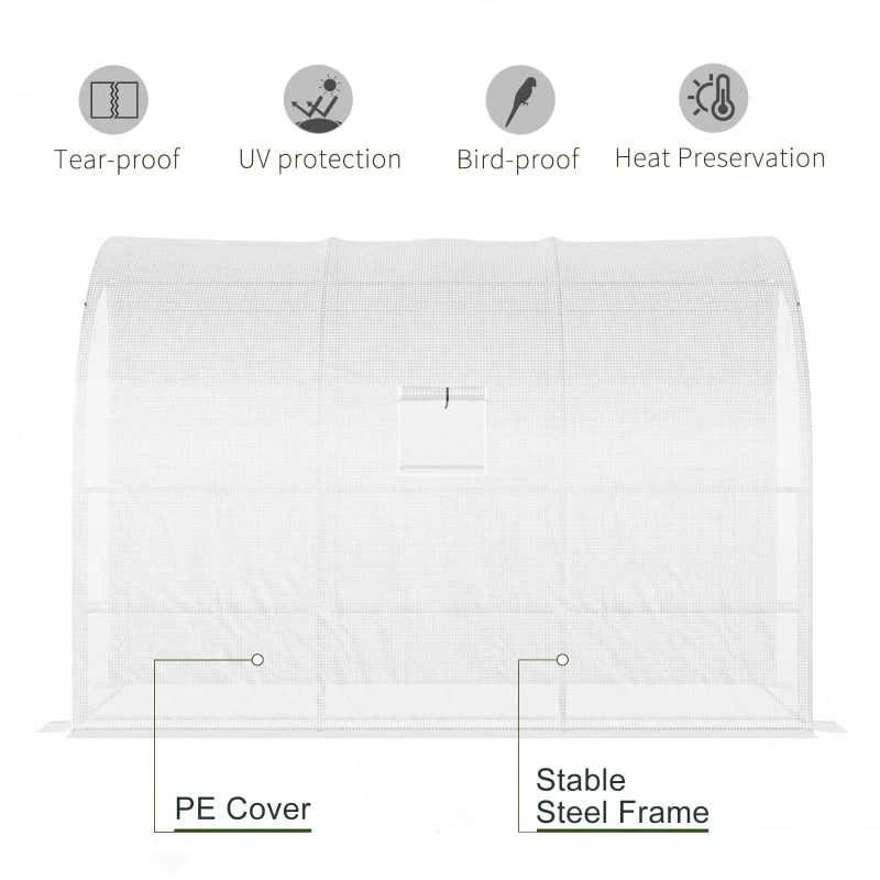 Outsunny Lean To Greenhouse 300 X 150 X 213 Cm - White 7 Outsunny Lean To Greenhouse 300 X 150 X 213 Cm - White - Image 5