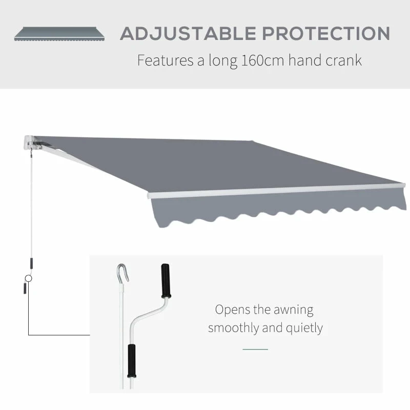 Outsunny Wall Mounted Sun Shade 2.95 X 2.5m - Grey 9 Outsunny Wall Mounted Sun Shade 2.95 X 2.5m - Grey - Image 7