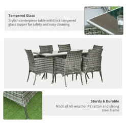 Outsunny 7pc Rattan Garden Furniture Dining Set Wicker Patio Conservatory Seater -OUTSUNNY Shop eeUb1017eecc2921c jpg