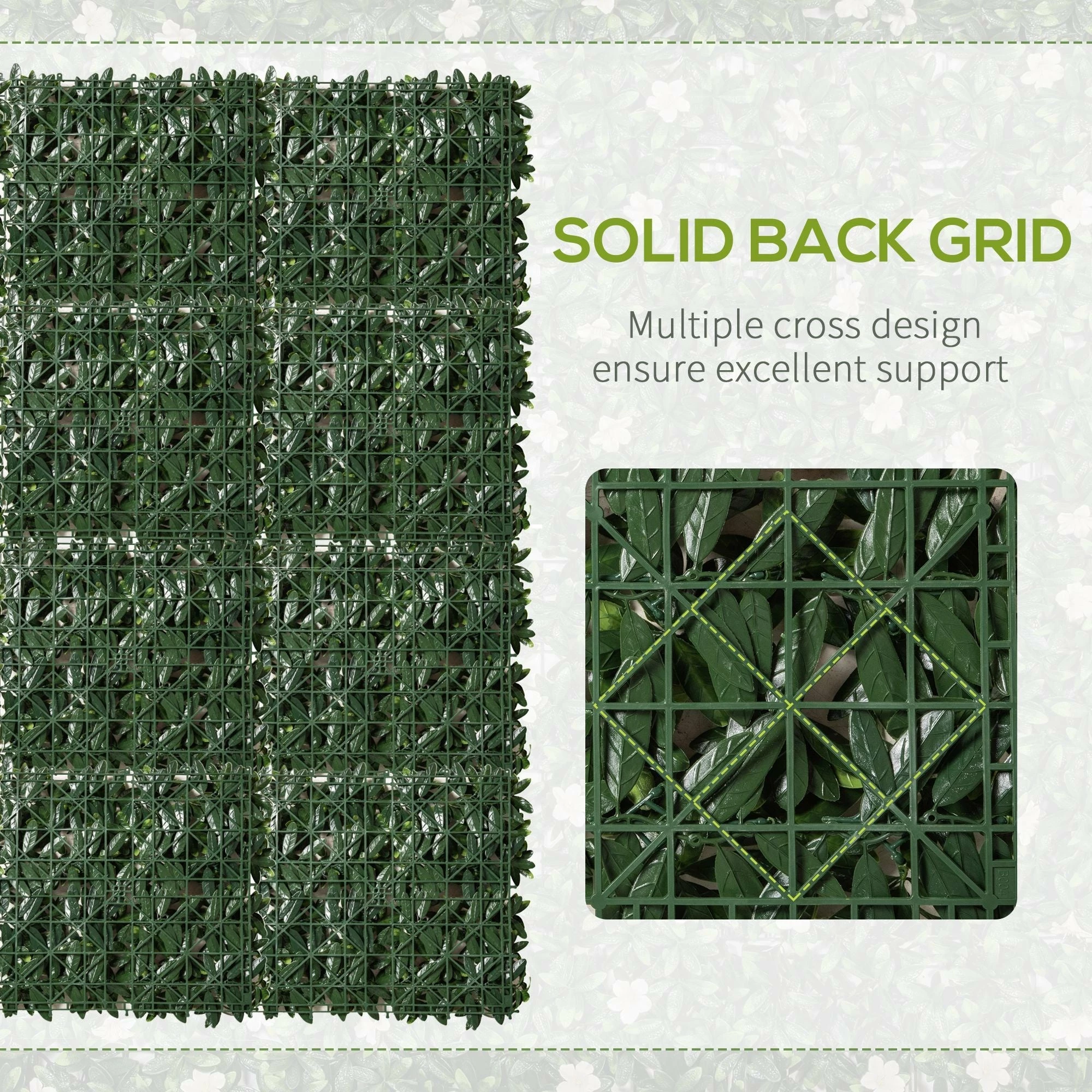 Outsunny Faux Green Floral Wall Trellis - 12 Pieces 7 Outsunny Faux Green Floral Wall Trellis - 12 Pieces - Image 5